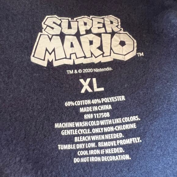 Super Mario Bros Hoodie Since Eighty-Five Navy Blue Nintendo XL 2020 - Picture 4 of 8